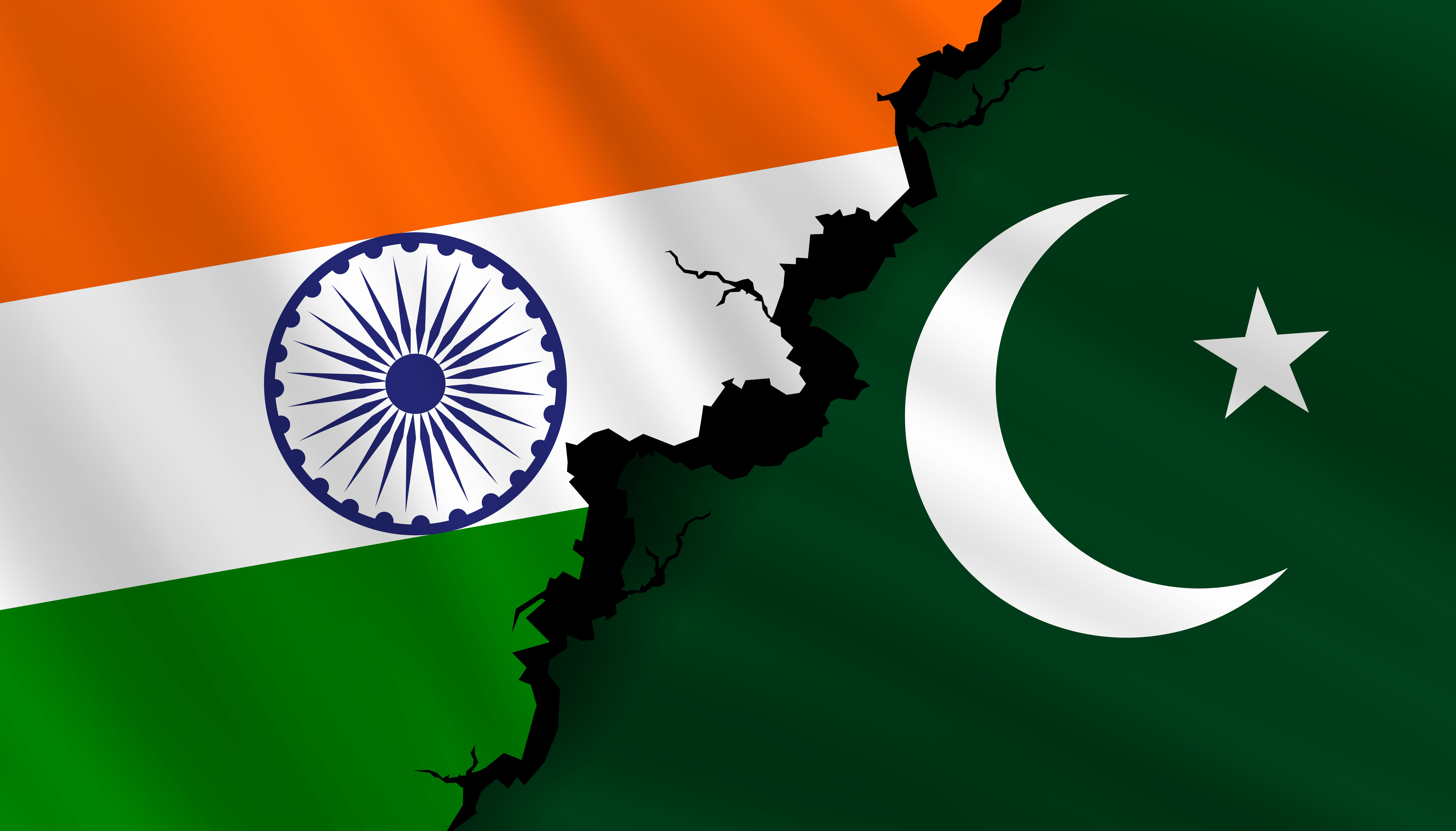 Drapeaux Inde et Pakistan