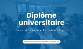 Nouvelle campagne de candidatures pour le DU « Droits de l’Homme et formation à la Paix »